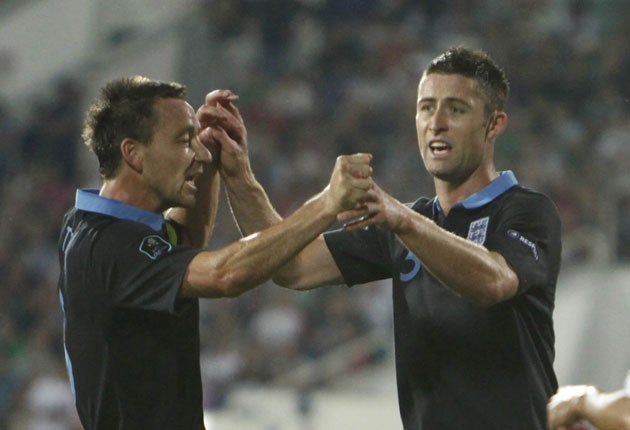 Cahill celebrates with John Terry