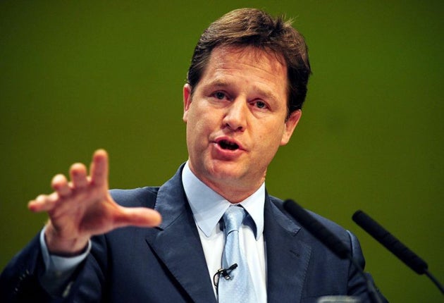 Nick Clegg has been advised to take a leaf of Oxfam's book in a bid to win back voters who have deserted the Liberal Democrats