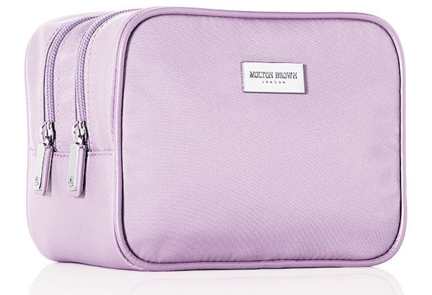 <p><b>1. Molton Brown</b></p> <p>This elegant but durable lilac washbag come with two separately zipped sections. Better still, it comes already packed with a range of Molton Brown's luxurious toiletries, including travel-sized facial wash and lili 'pili' shampoo. </p><br/>£46, moltonbrown.co.uk