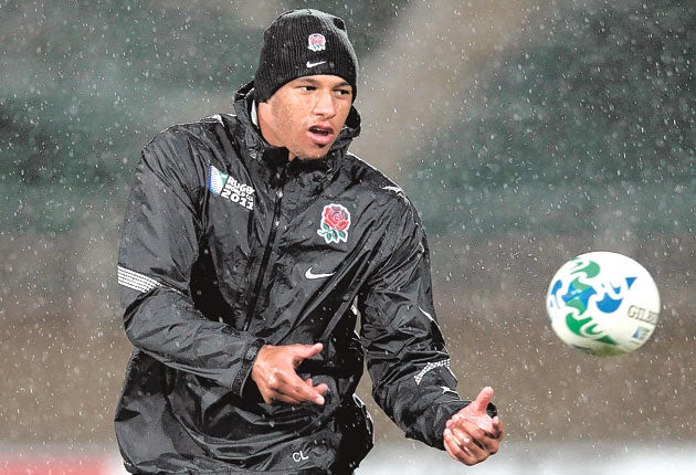 Courtney Lawes trains in the rain in Dunedin ahead of tomorrow's
opening match