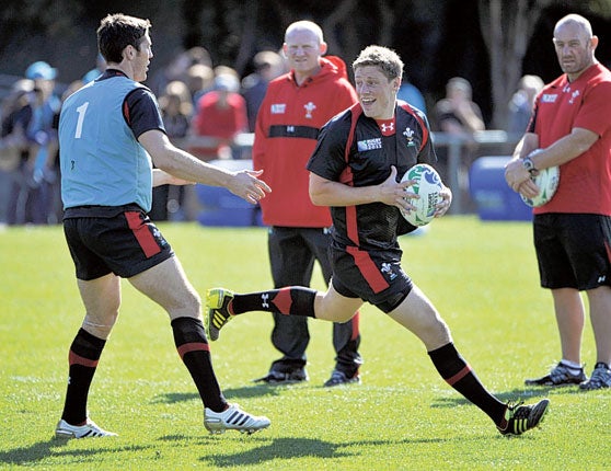 Rhys Priestland, the second choice at Scarlets, enjoys Wales training