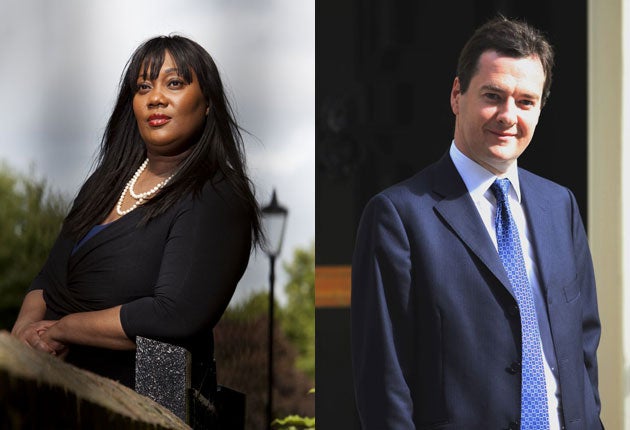 Former dominatrix Natalie Rowe, left, and, right, George Osborne