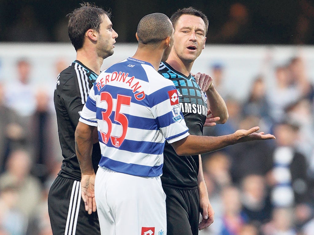 Anton Ferdinand and John Terry at Loftus Road