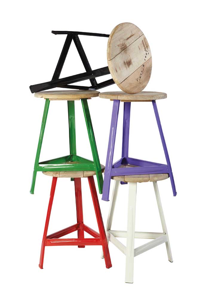 1. Industrial stool, House Doctor DK, £79.99 each: These cheeky steel and recycled wood stools come with the words 'Have a seat' stamped on them. 020 8450 5600, bodieandfou.com