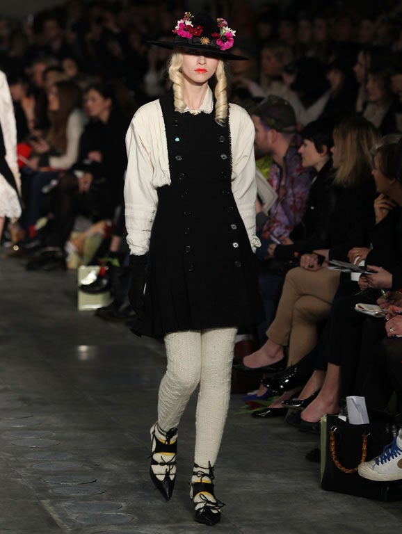 Design duo Meadham Kirchoff worked in a spooky vein for autumn, referencing the punk movement via the Salem witch trials, for an alt-pilgrim fathers look that was as cute as it was kooky