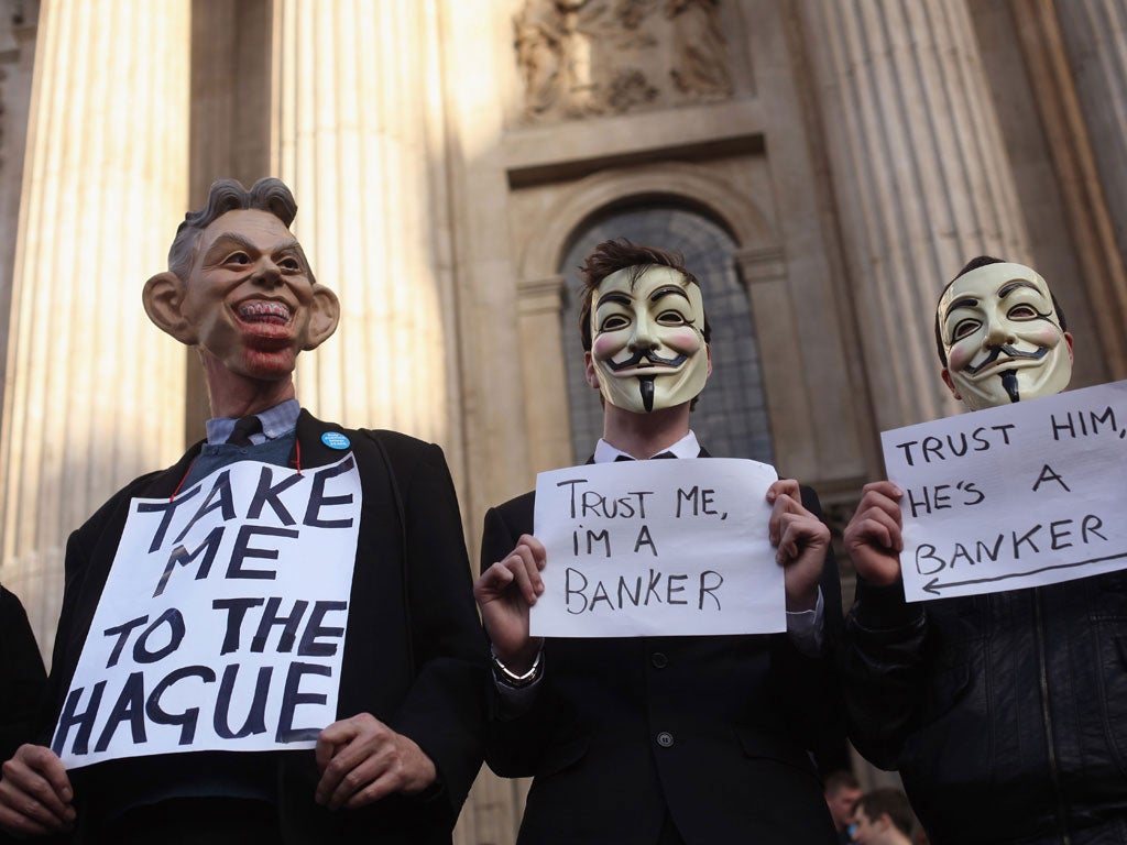 Demonstrators in the Occupy London protests outside St Paul's Cathedral