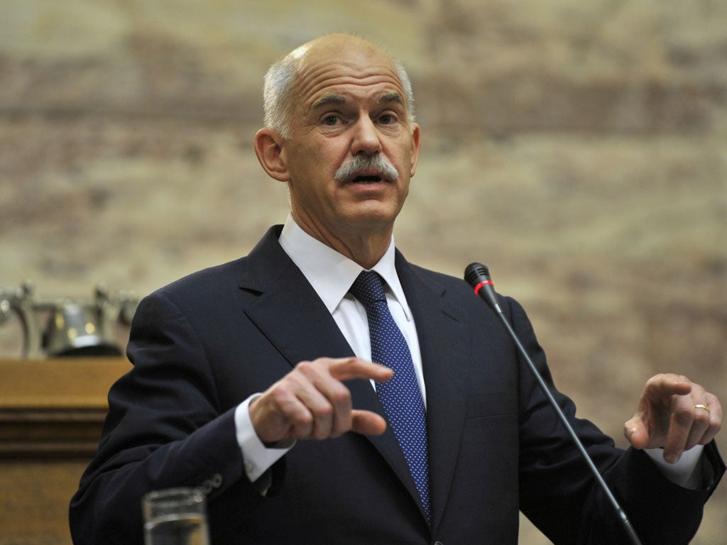 George Papandreou opened emergency talks with his opponents today