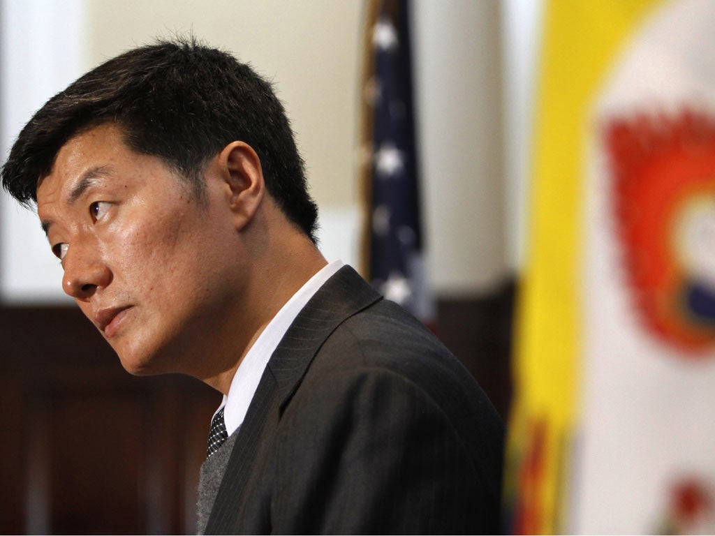 Lobsang Sangay, Tibet’s political leader, speaking in Washington