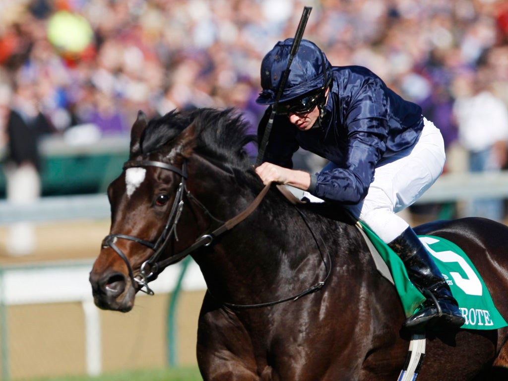 Ryan Moore pushes Wrote clear to win the Juvenile Turf