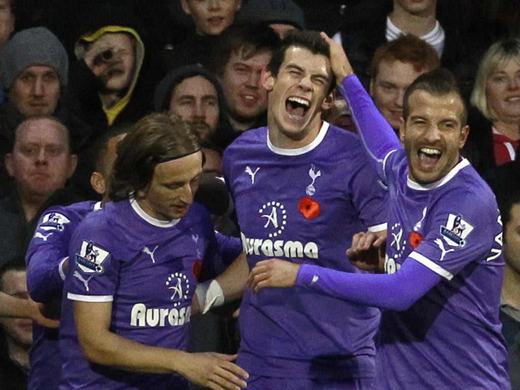 Tottenham's Gareth Bale celebrates his goal