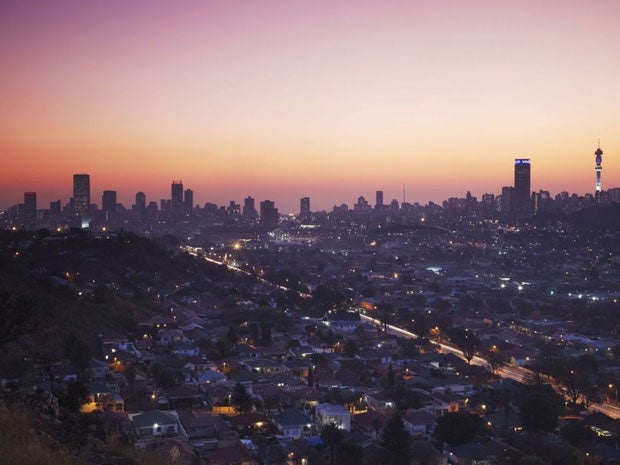 The skyline at night: The city centre and suburbs