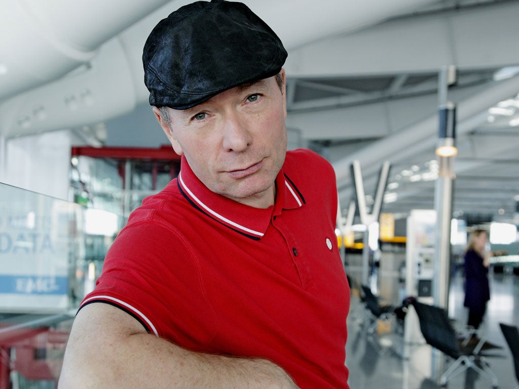 Fly guy: Parsons at Heathrow, where he recently spent a week experiencing the day-to-day life of an airport for a collection of short stories