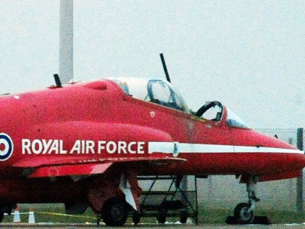 BAE Systems Hawk jets on the ground at RAF Scampton in Lincolnshire