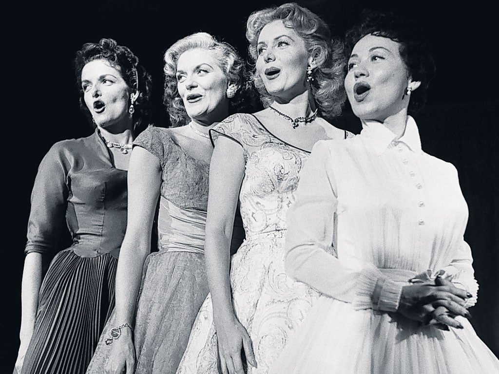 The Four Girls in 1954: from left, Jane Russell, Davis, Rhonda Fleming and Connie Haines