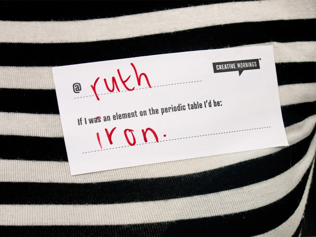 A Creative Mornings name tag