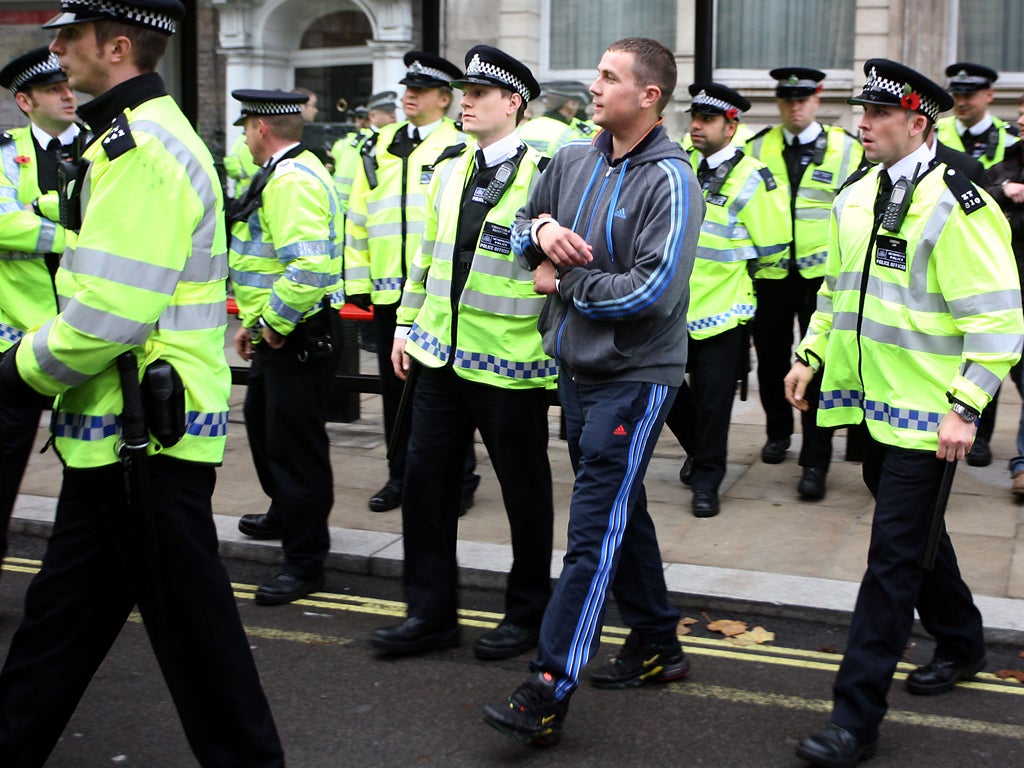 There was a heavy police presence in Whitehall