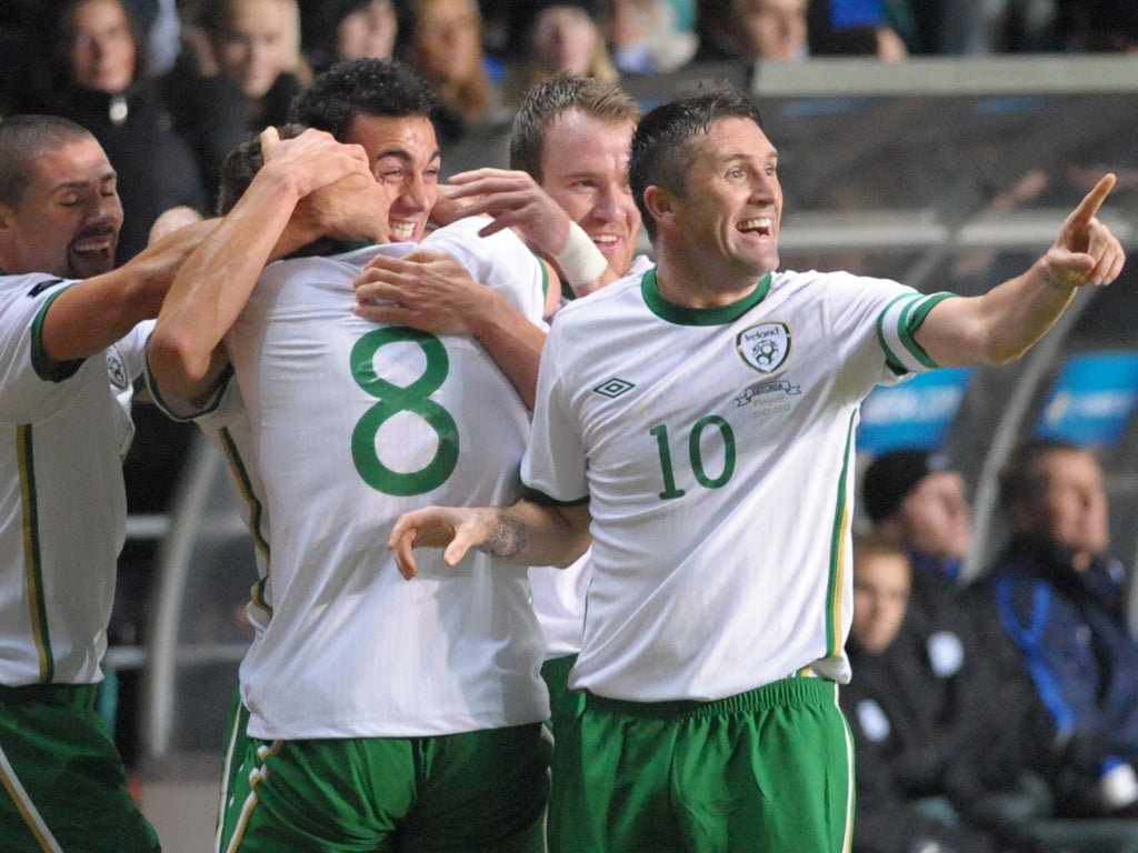 Captain Robbie Keane enjoys his first goal