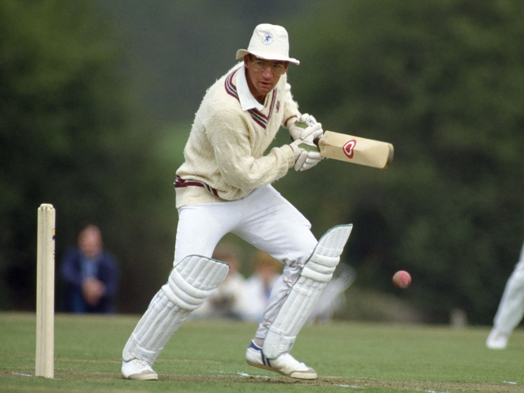 Peter Roebuck in action for Somerset. He was an excellent county opener (and captain) who could easily have played Test cricket for England