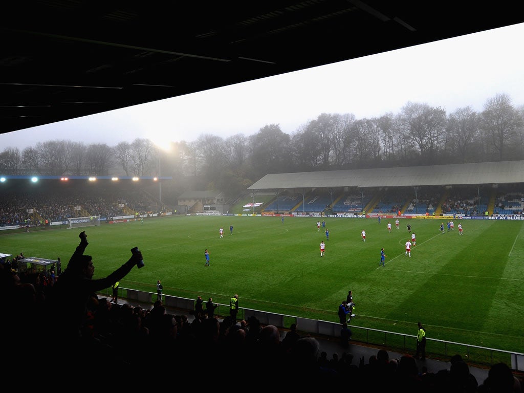 An FC Halifax fan vents his feelings during FA Cup defeat for the Shay men at home to Charlton yesterday