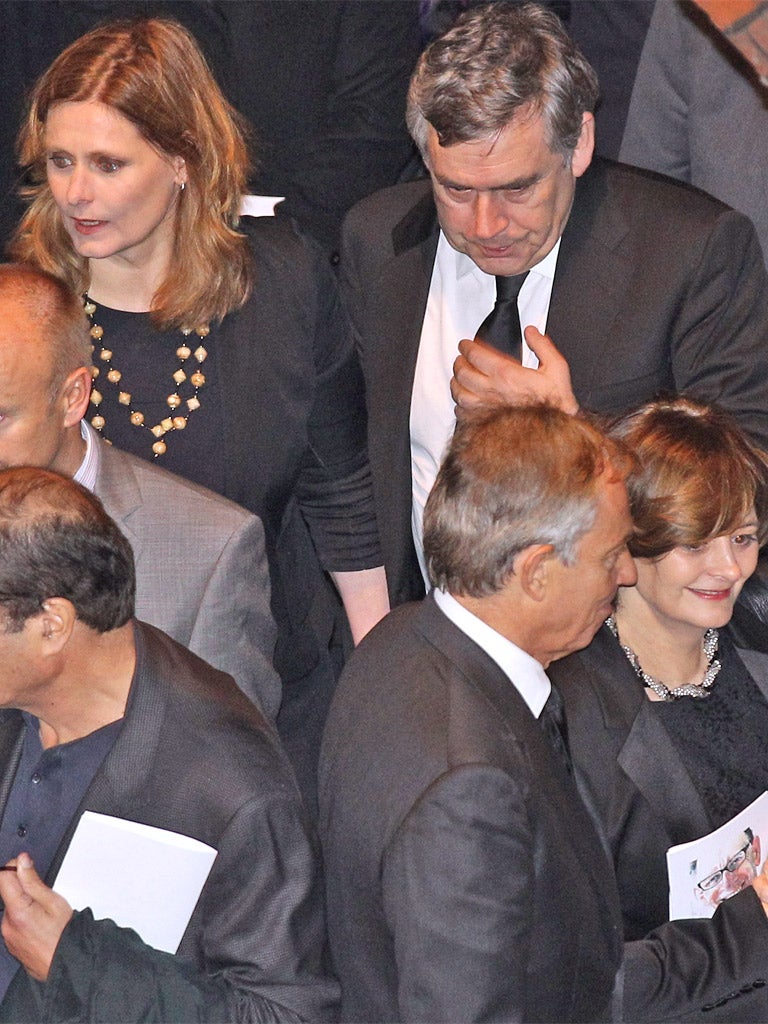 Sarah and Gordon Brown, and Tony and Cherie Blair