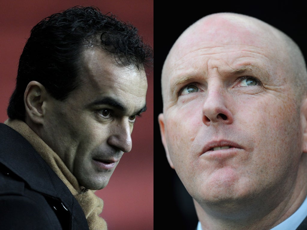 Roberto Martinez (left) and Steve Kean are battling relegation