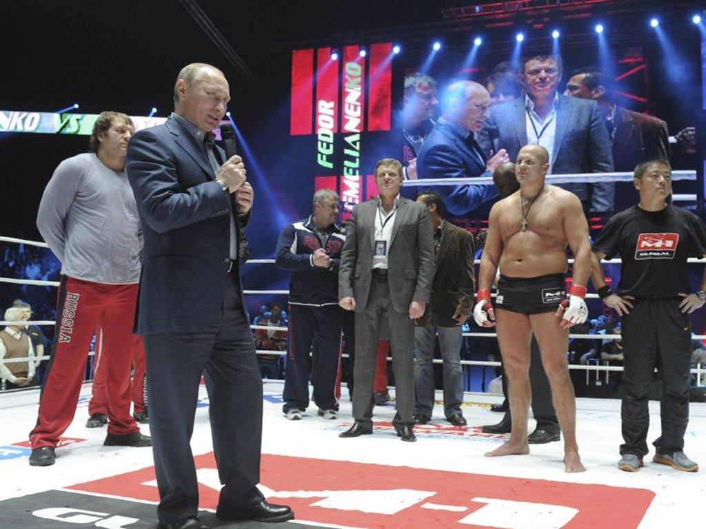 Vladimir Putin was jeered in the ring