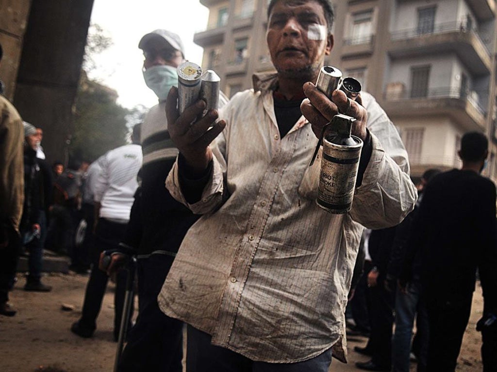 Tear gas and rubber bullets have been used in the latest protests in
Tahrir Square