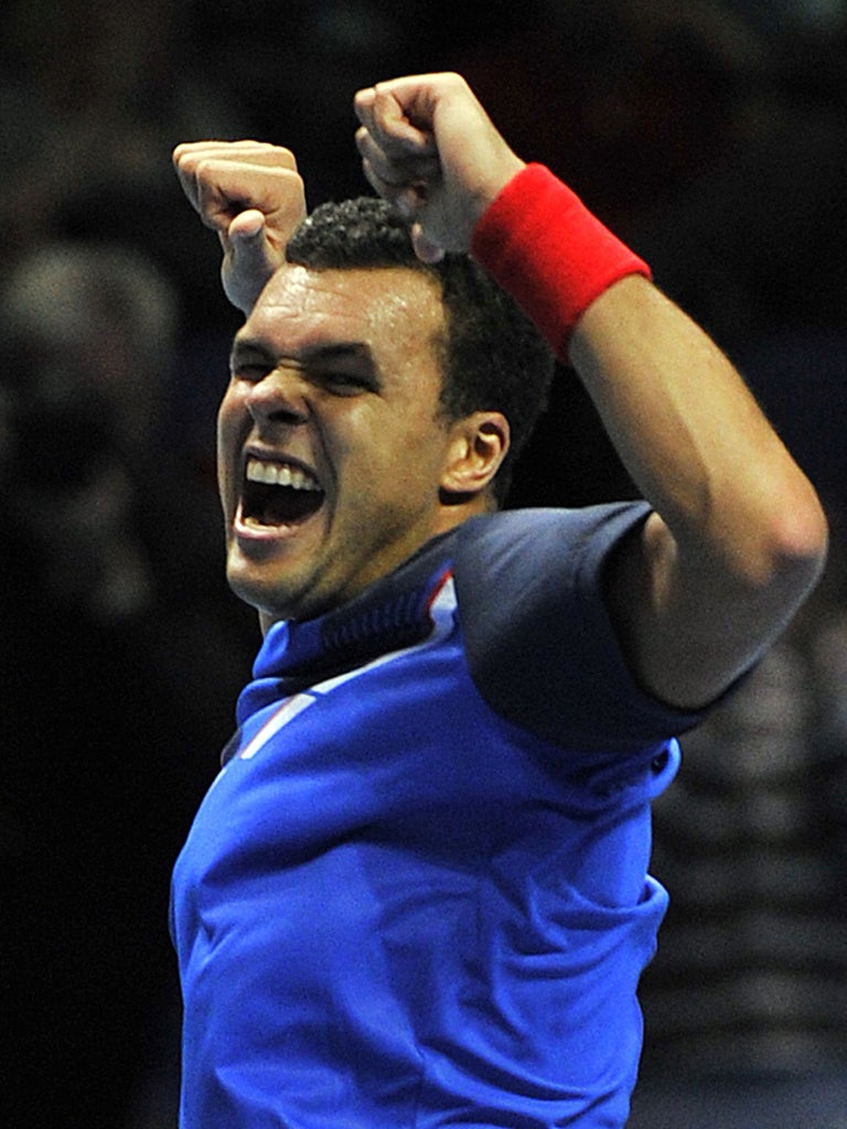 Jo-Wilfried Tsonga enjoys yesterday's win