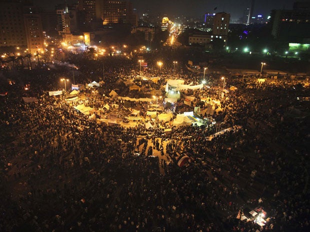Protesters gather in Tahrir Square
