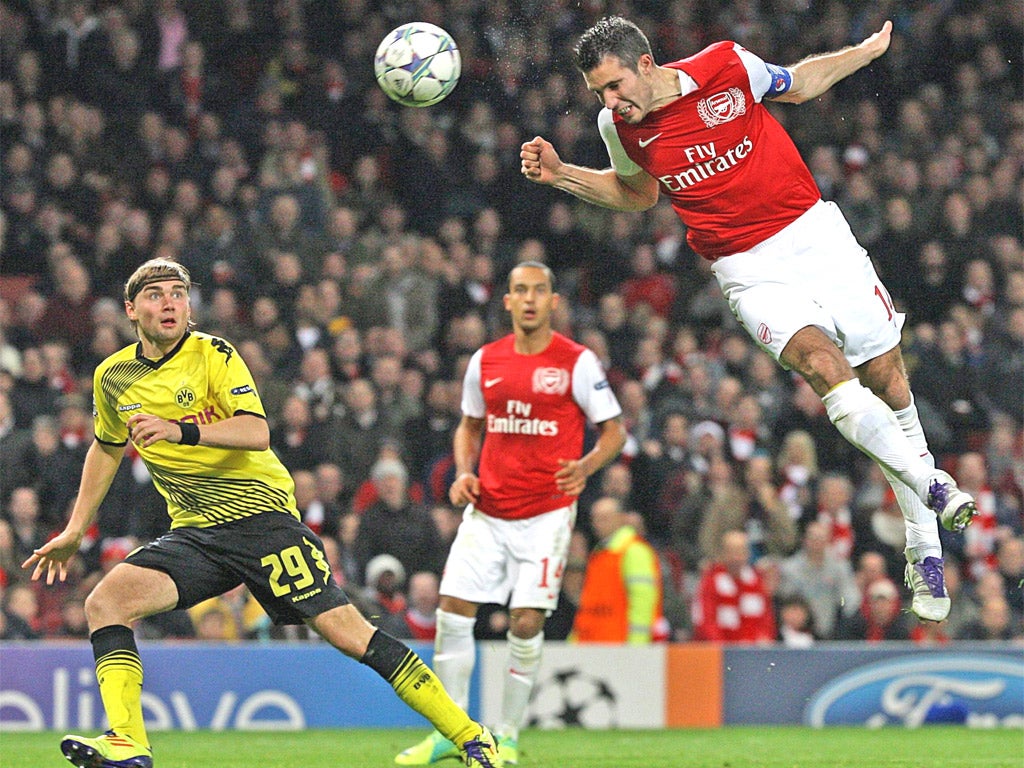 Robin van Persie thunders his header home