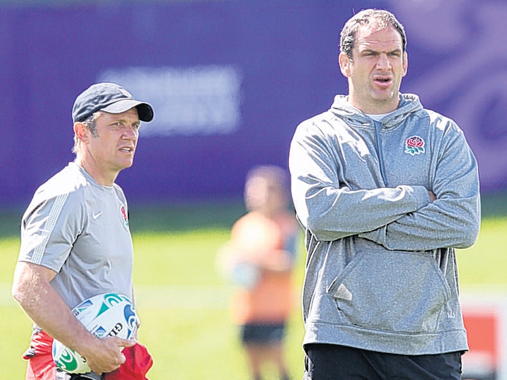 Brian Smith and Martin Johnson at the World Cup. Both have now fallen on their swords, so who will be next through the Twickenham exit?