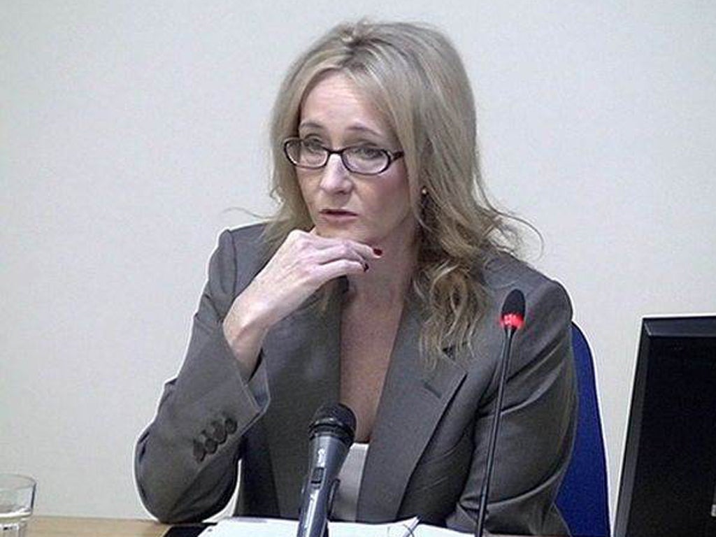 JK Rowling at the Leveson Inquiry yesterday