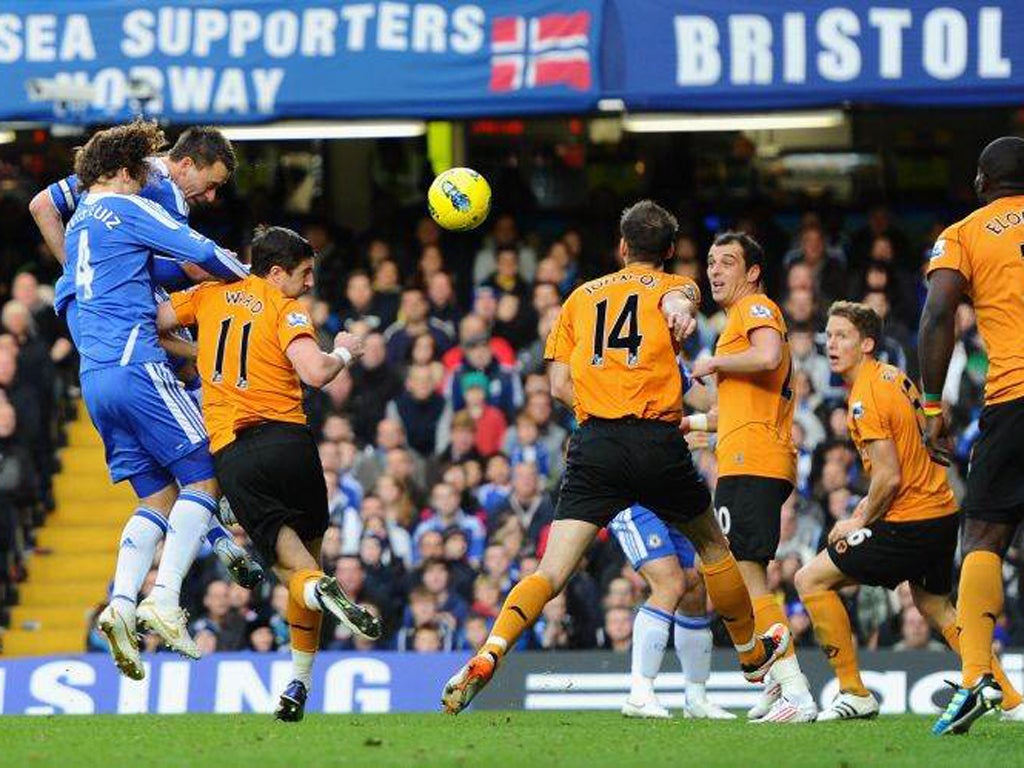 John Terry rises above the Wolves defence to connect with Juan Mata's corner and give Chelsea a lead that was never under threat