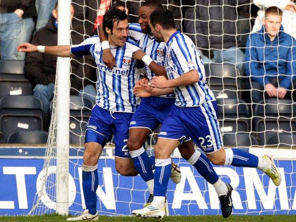 Kilmarnock’s Manuel Pascali celebrates scoring against Rangers