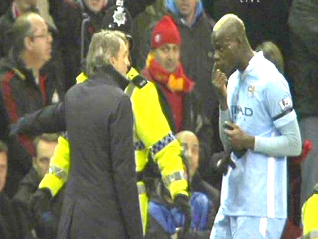 Frustrated Roberto Mancini sends Balotelli down the tunnel