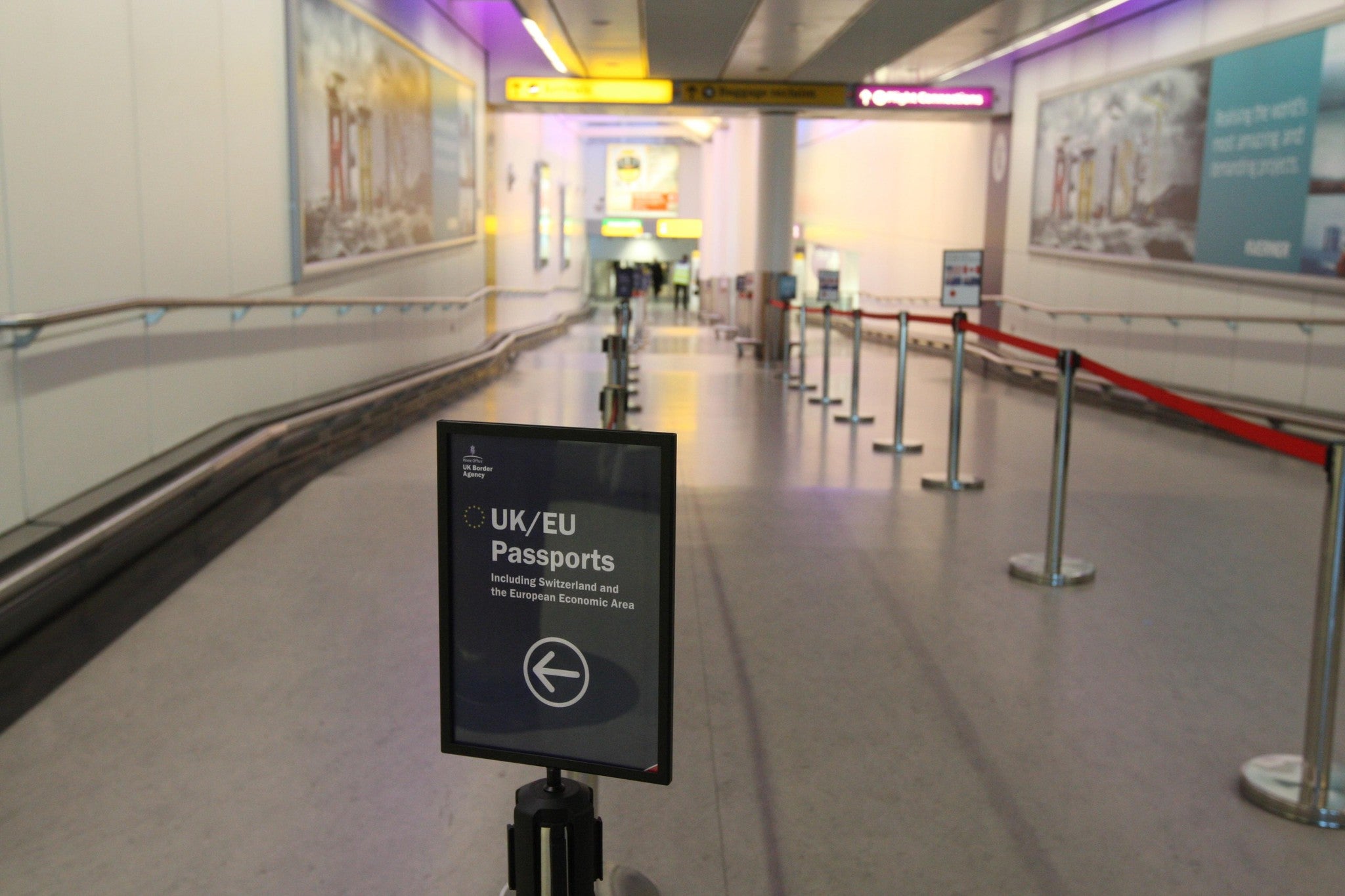 The scene at Terminal 3 at Heathrow Airport, as plane arrivals and take-offs at Britain's two biggest airports were largely unaffected by today's strike, with just a few cancellations of inbound transatlantic flights to Heathrow Airport this morning