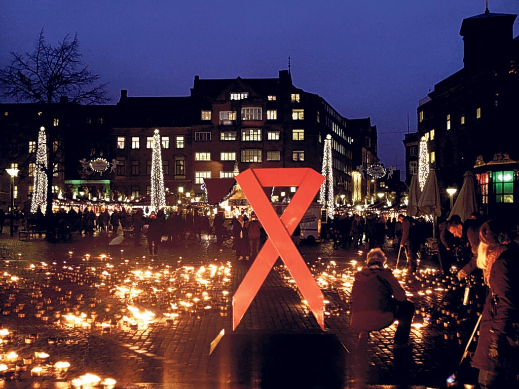 Copenhagen: Candles are lit for the Danish victims of
HIV/Aids to mark World Aids Day