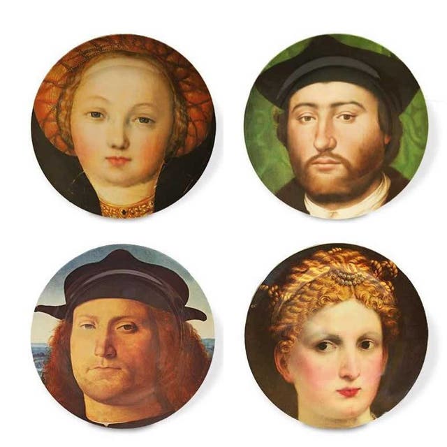 1. National Gallery portrait detail plastic plates, £5 each, National Gallery shop