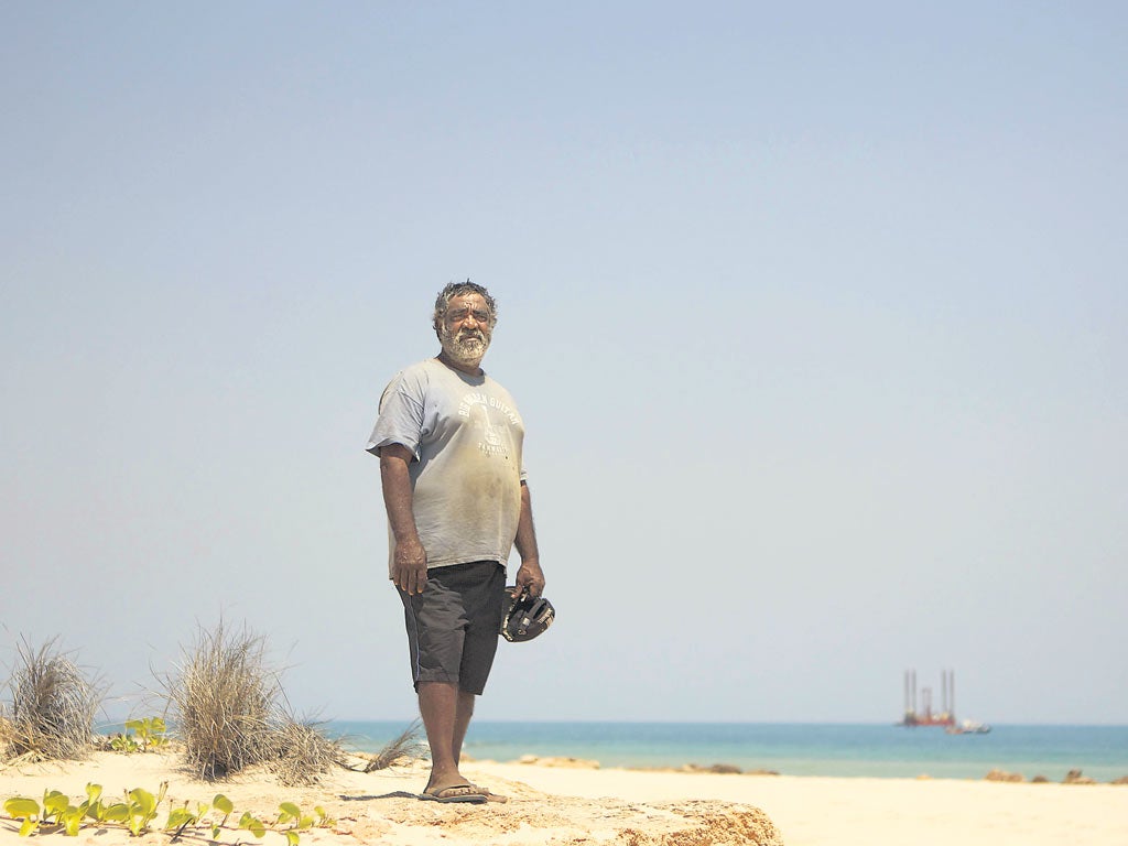 Phillip Roe, one of the traditional owners in the area who is opposed to the gas facility, at James Price Point where the plant and a new port will be sited
