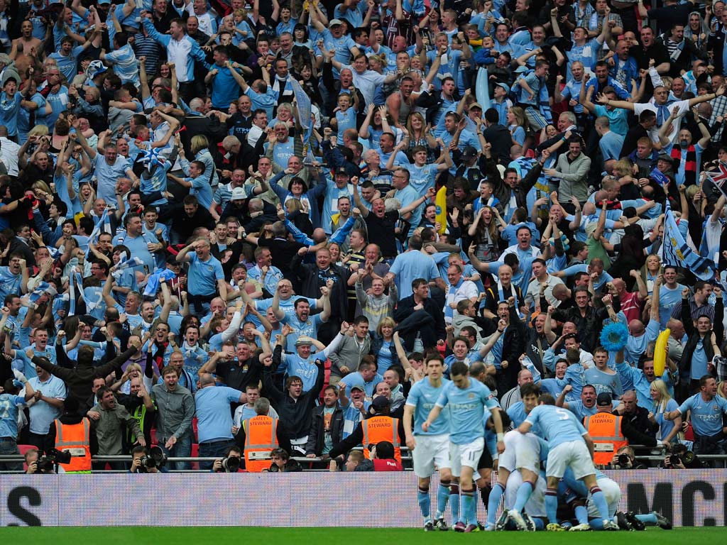 City celebrate Yaya Toure's goal in the semi-final last season