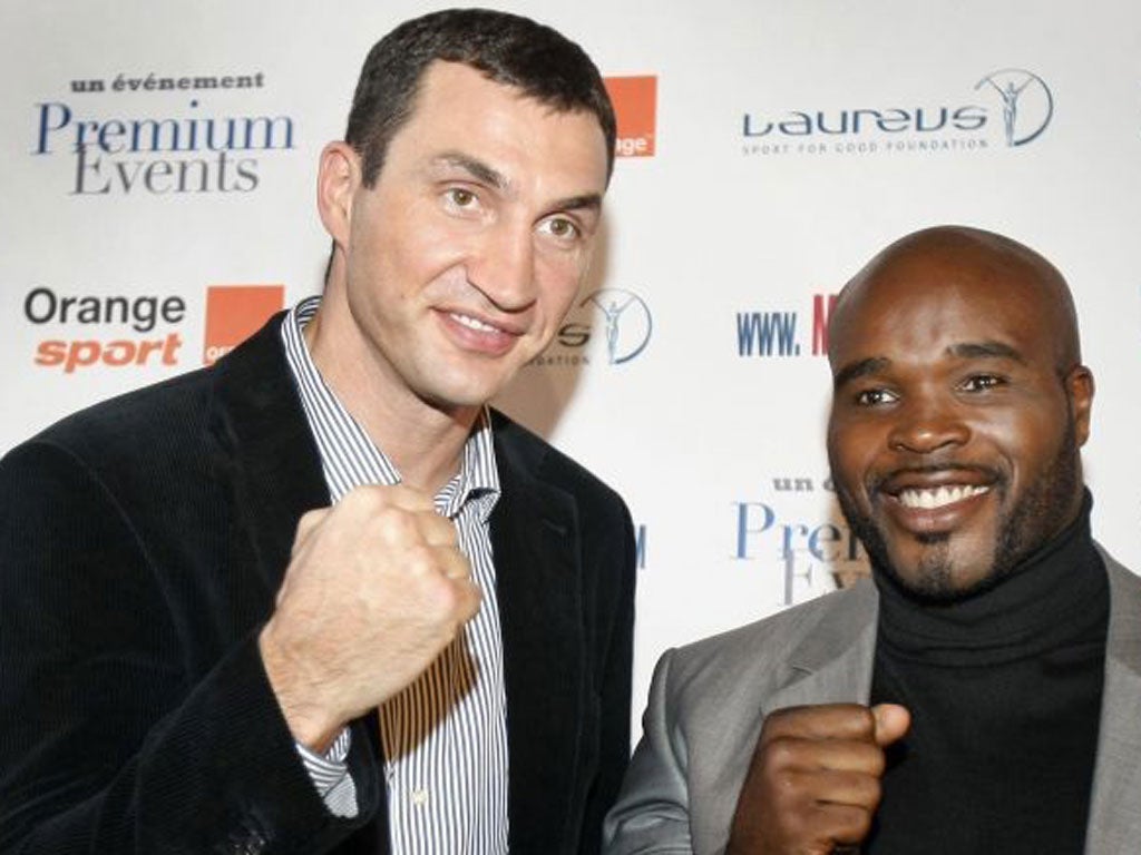 Klitschko, left, and Mormeck at a press conference last month