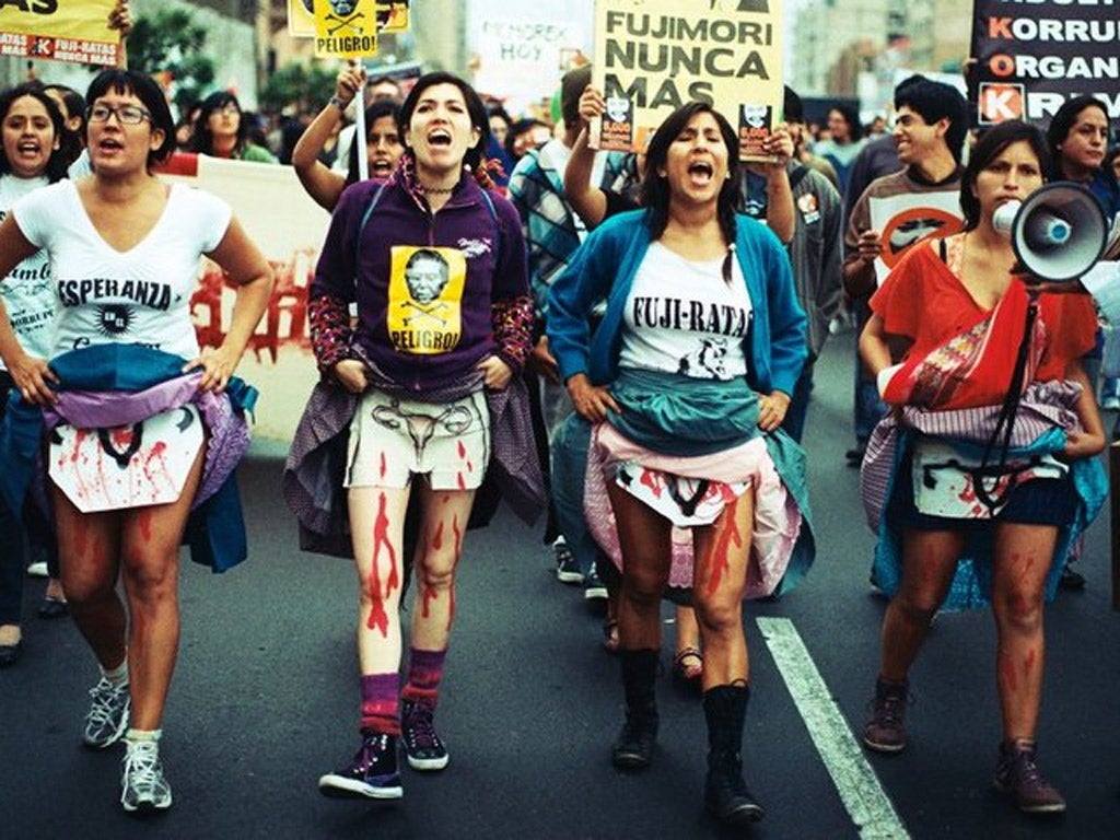 Tens of thousands took to the streets to protest against the presidential candidacy of Keiko Fujimori, daughter of Alberto, ahead of elections last June