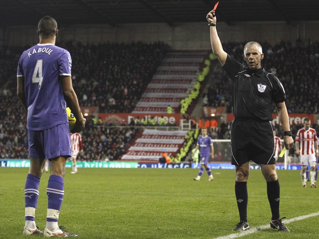 Matthew Etherington scores Stoke City’s second goal against
Spurs yesterday