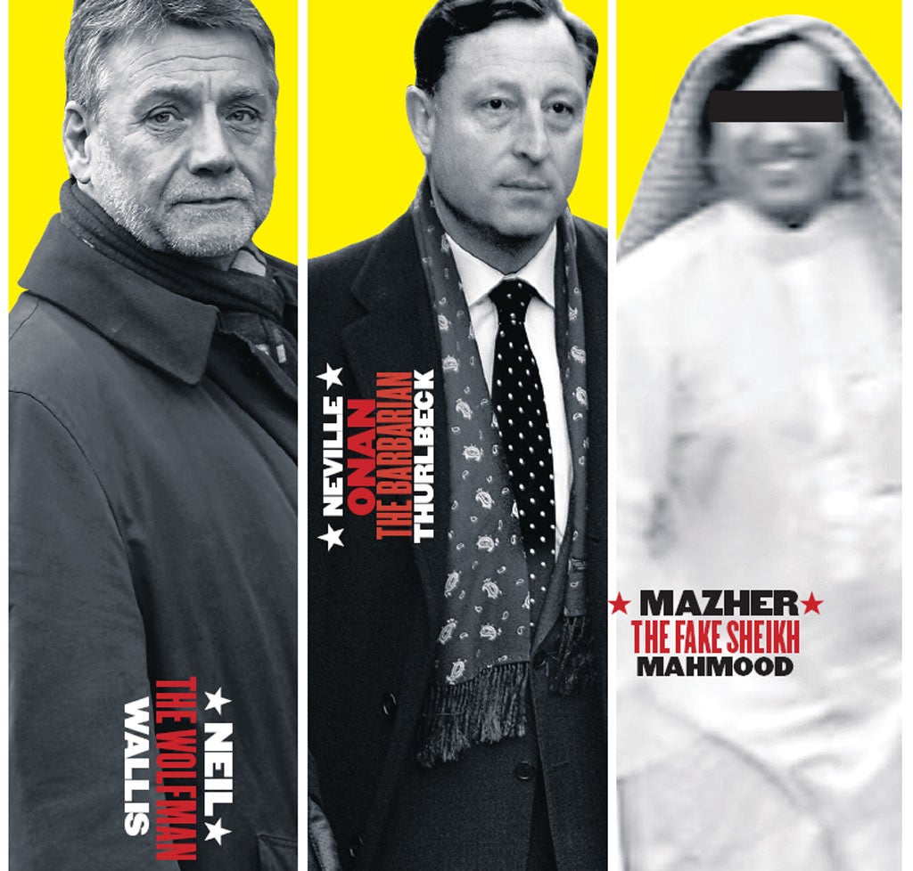 From left: Neil Wallis aka The Wolfman, Neville Thurlbeck
aka Onan the Barbarian and Mazher Mahmood aka the Fake Sheikh