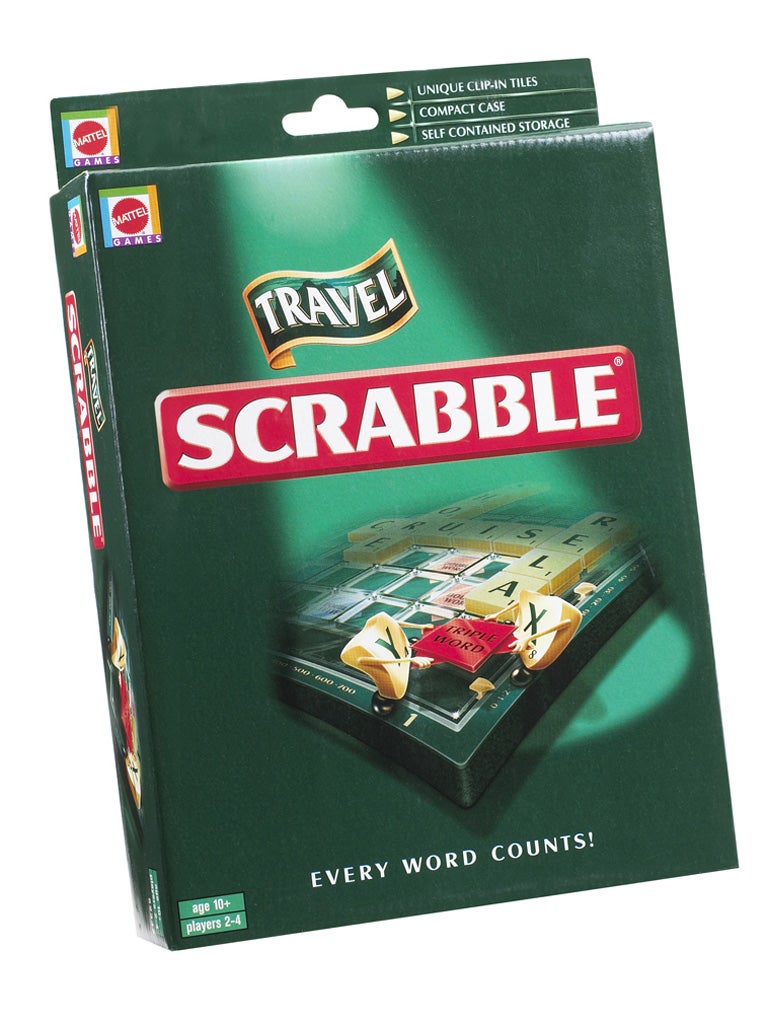 <p>1. Mattel – Travel Scrabble</p>
<p>£19.99, argos.co.uk</p>
<p>A compact, deluxe edition of the classic game. The board folds into its own case, which also stores the racks and tiles. The playing surface ensures pieces click into place.</p>