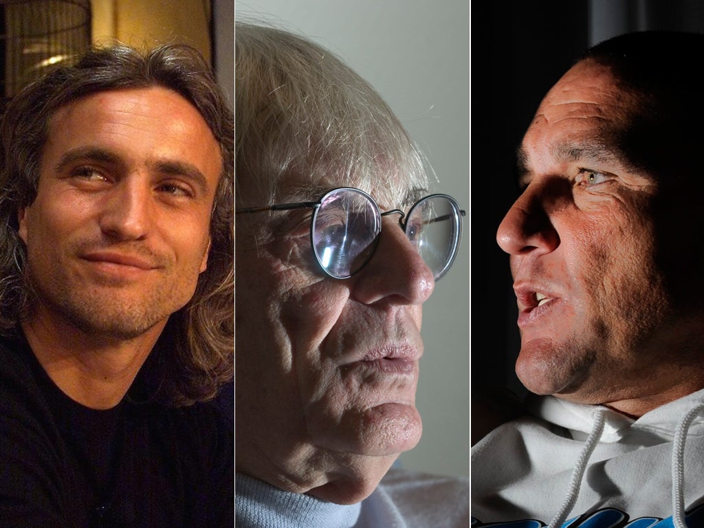 <p>From l-r: David Ginola, Bernie Ecclestone and Vinnie Jones are just a few of the sporting personalities Brian Viner has interviewed</p>
