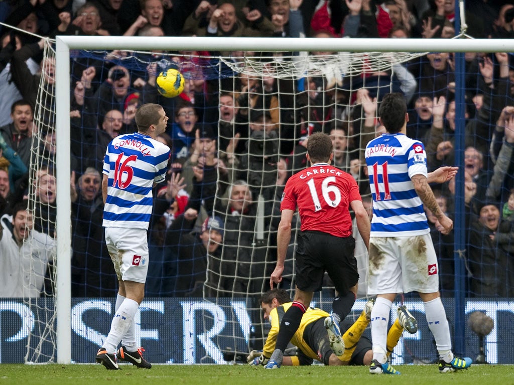 Carrick scored a rare goal in the win over QPR