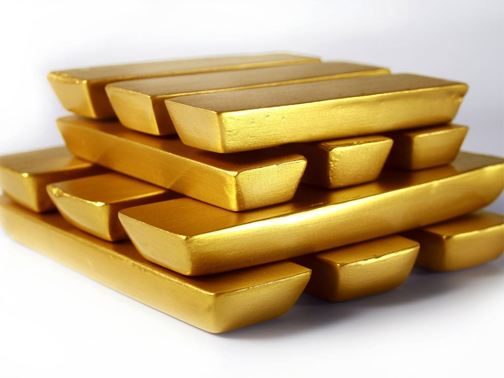 <p>Gold: Prices have soared as the economic crisis rumbles on. The current price is £1,029.20 an ounce</p>