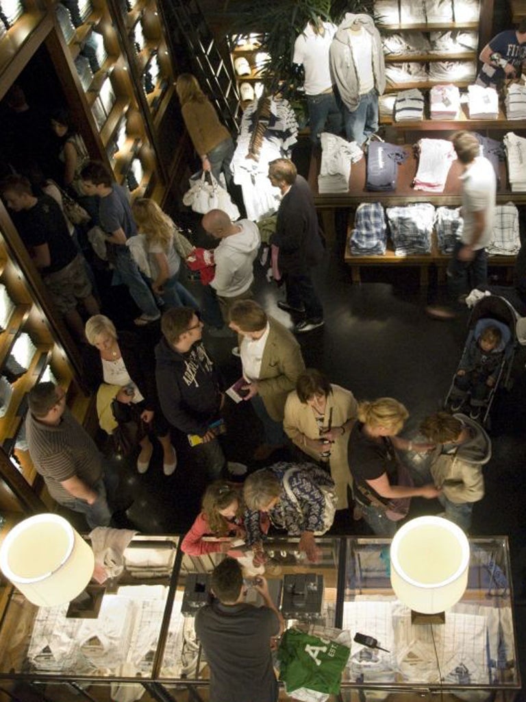 Oldies not welcome here: young shoppers crowd a London branch of Abercrombie &amp; Fitch