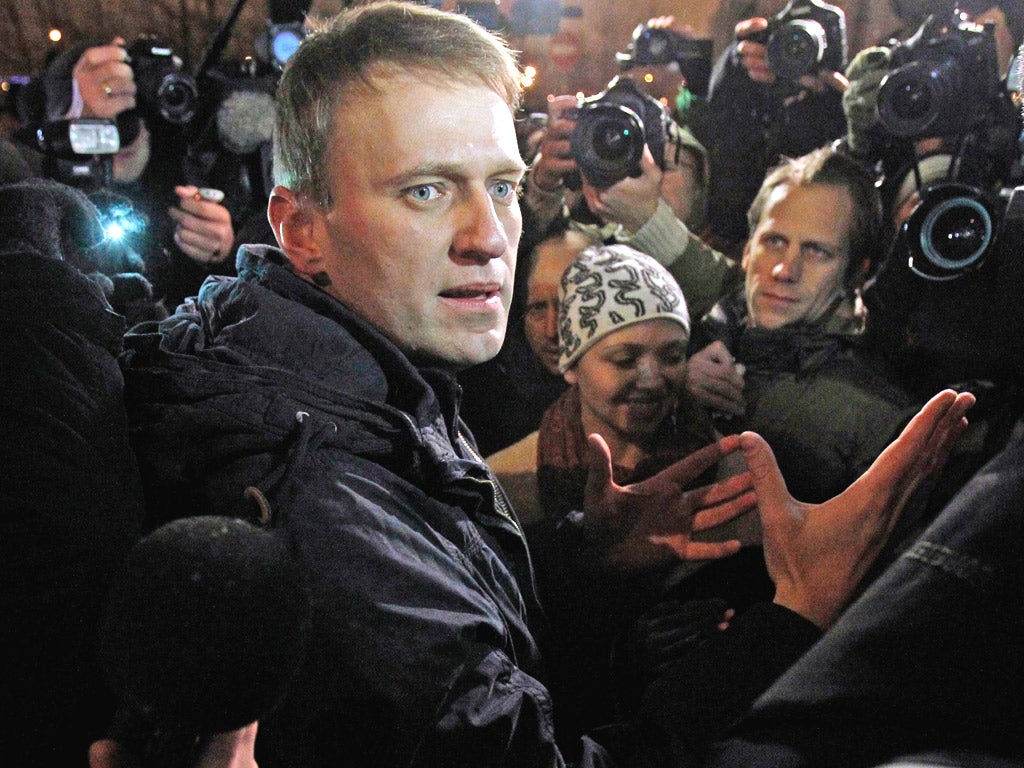 Alexei Navalny after his release from prison in Moscow